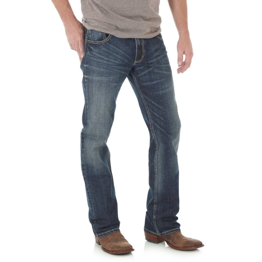Wrangler Men's Dark Blue Bootcut Jeans